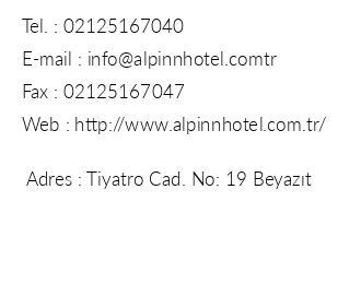 Alpinn Hotel iletiim bilgileri